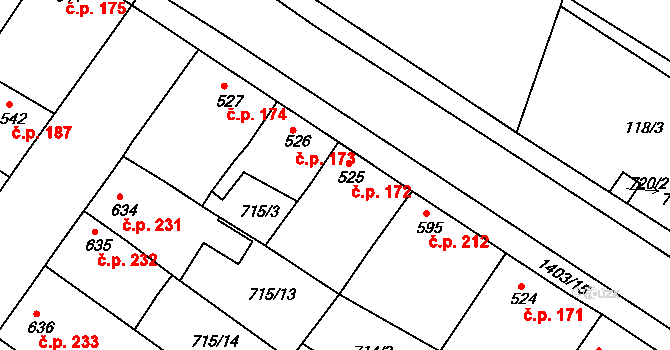 Chlumec nad Cidlinou IV 172, Chlumec nad Cidlinou na parcele st. 525 v KÚ Chlumec nad Cidlinou, Katastrální mapa