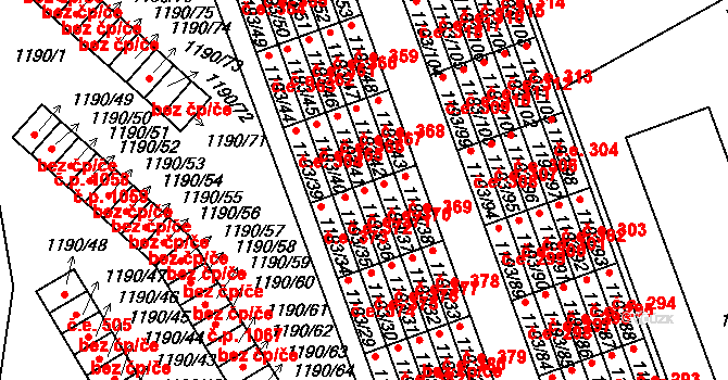 Bechyně 371 na parcele st. 1193/36 v KÚ Bechyně, Katastrální mapa
