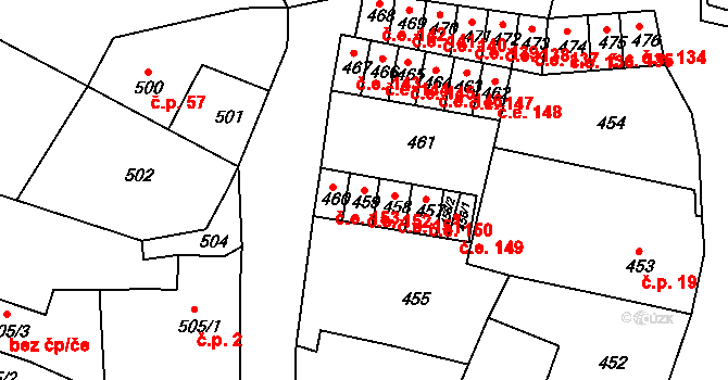 Miřetice u Klášterce nad Ohří 152, Klášterec nad Ohří na parcele st. 459 v KÚ Miřetice u Klášterce nad Ohří, Katastrální mapa