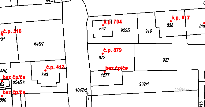 Bohosudov 379, Krupka na parcele st. 372 v KÚ Bohosudov, Katastrální mapa