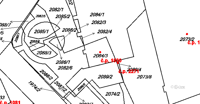Řečkovice 1500, Brno na parcele st. 2084/3 v KÚ Řečkovice, Katastrální mapa