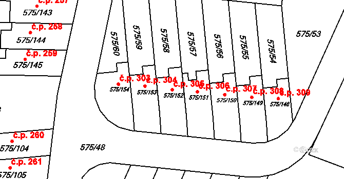Klokoty 305, Tábor na parcele st. 575/152 v KÚ Klokoty, Katastrální mapa