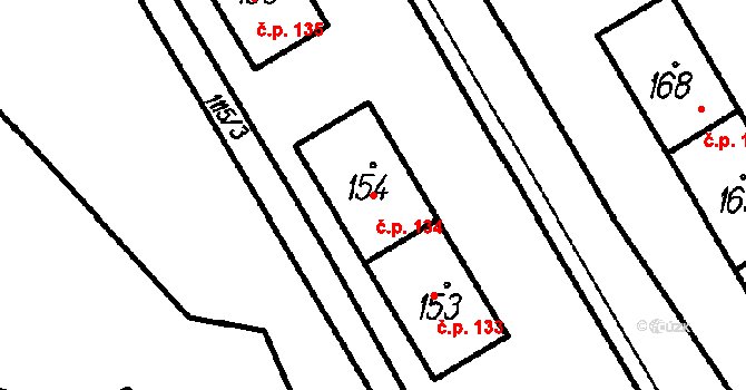 Hory 134, Oloví na parcele st. 154 v KÚ Hory u Oloví, Katastrální mapa