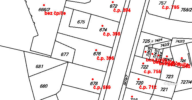 Turnov 396 na parcele st. 676 v KÚ Turnov, Katastrální mapa