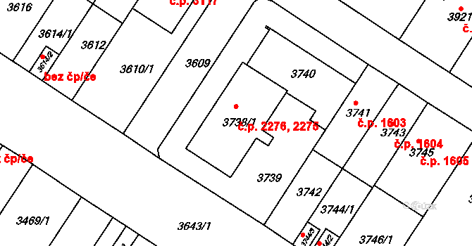 Strašnice 2275,2276, Praha na parcele st. 3738/1 v KÚ Strašnice, Katastrální mapa