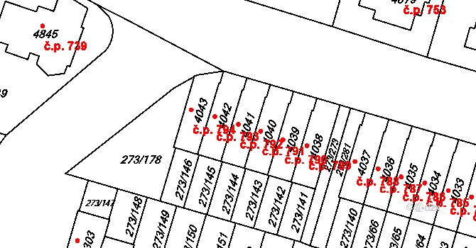 Střední Předměstí 792, Trutnov na parcele st. 4041 v KÚ Trutnov, Katastrální mapa