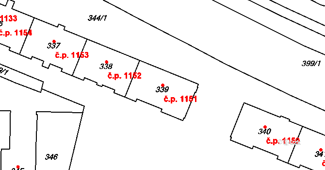 Podlesí 1151, Havířov na parcele st. 339 v KÚ Bludovice, Katastrální mapa