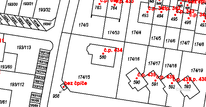 Nehvizdy 434 na parcele st. 560 v KÚ Nehvizdy, Katastrální mapa