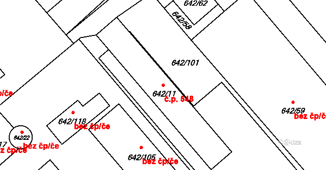 Dolní Měcholupy 548, Praha na parcele st. 642/11 v KÚ Dolní Měcholupy, Katastrální mapa