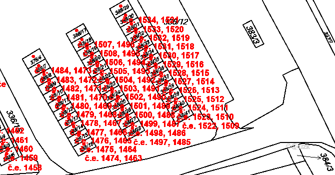 Pražské Předměstí 1512,1525, Bílina na parcele st. 388/38 v KÚ Bílina, Katastrální mapa