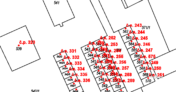 Mokrá 269, Mokrá-Horákov na parcele st. 543 v KÚ Mokrá u Brna, Katastrální mapa