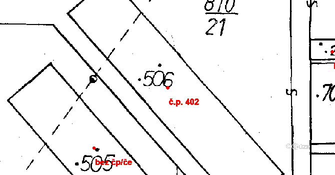 Osek 402 na parcele st. 506 v KÚ Osek u Rokycan, Katastrální mapa
