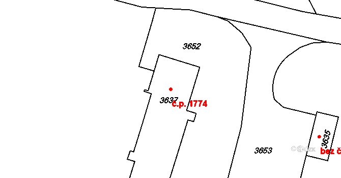 Poruba 1774, Ostrava na parcele st. 3637 v KÚ Poruba-sever, Katastrální mapa