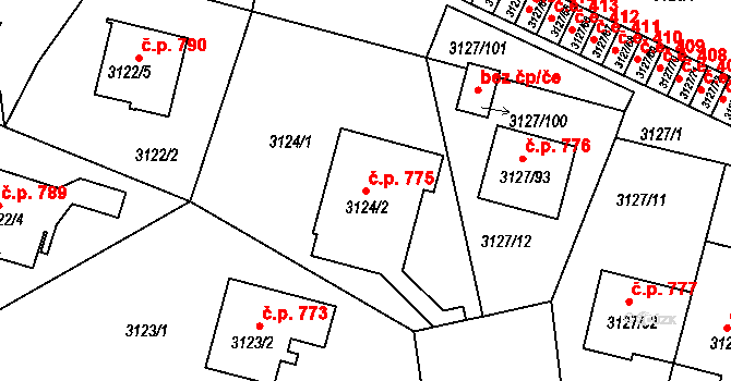 Bystřice nad Pernštejnem 775 na parcele st. 3124/2 v KÚ Bystřice nad Pernštejnem, Katastrální mapa