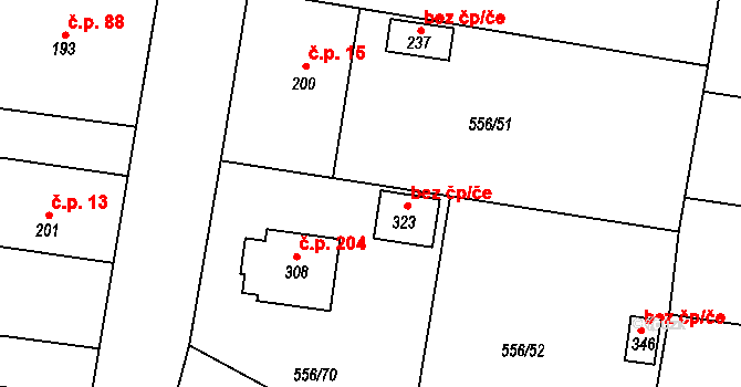 Krušovice 38581817 na parcele st. 323 v KÚ Krušovice, Katastrální mapa