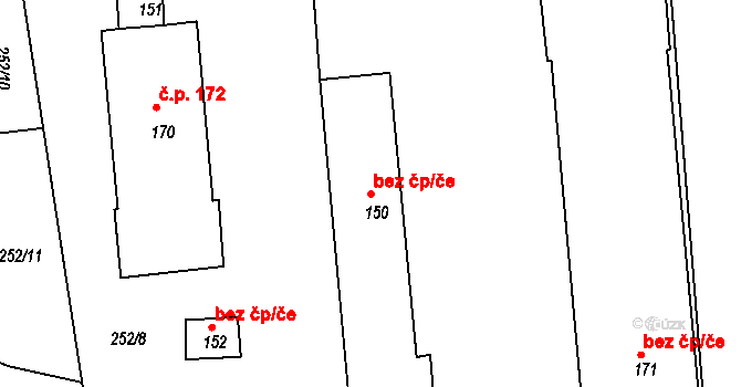Kostěnice 40385817 na parcele st. 150 v KÚ Kostěnice, Katastrální mapa