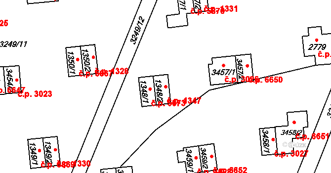 Zlín 1347 na parcele st. 1348/2 v KÚ Zlín, Katastrální mapa