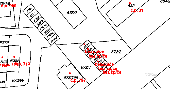 Kutná Hora 43967817 na parcele st. 672/3 v KÚ Kutná Hora, Katastrální mapa