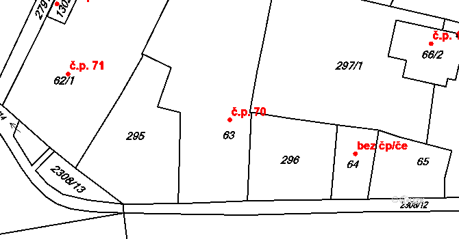 Kateřinky 70, Opava na parcele st. 63/1 v KÚ Kateřinky u Opavy, Katastrální mapa