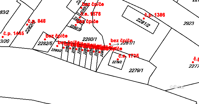 Děčín 47844817 na parcele st. 2280/9 v KÚ Děčín, Katastrální mapa