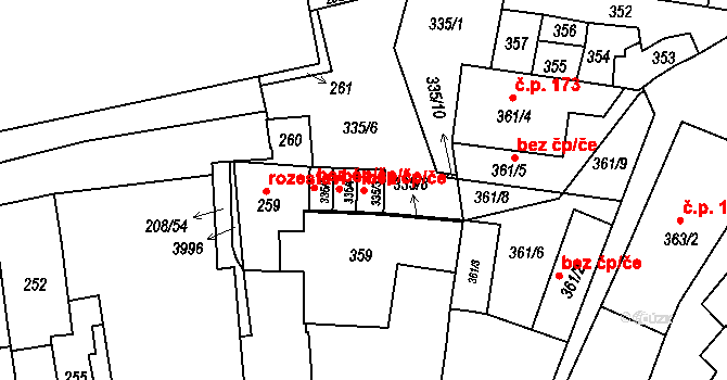 Holešov 47960817 na parcele st. 335/3 v KÚ Holešov, Katastrální mapa