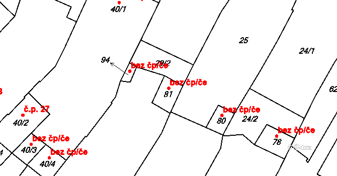 Třebíč 48712817 na parcele st. 81 v KÚ Slavice, Katastrální mapa