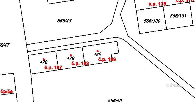 Hamr 189, Litvínov na parcele st. 480 v KÚ Hamr u Litvínova, Katastrální mapa