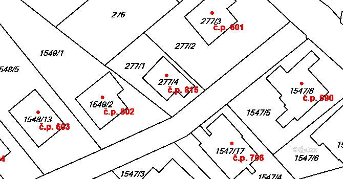 Štěpánkovice 815 na parcele st. 277/4 v KÚ Štěpánkovice, Katastrální mapa