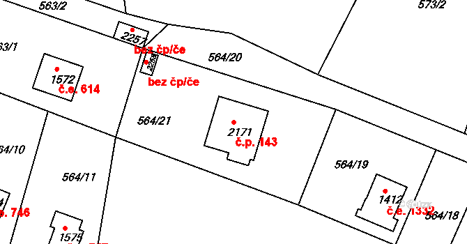Pikovice 143, Hradištko na parcele st. 2171 v KÚ Hradištko pod Medníkem, Katastrální mapa