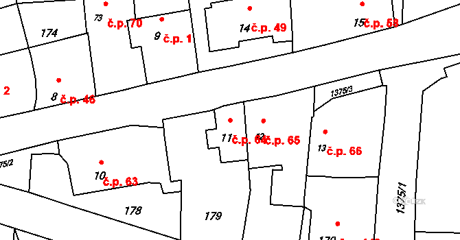 Skočice 64, Přeštice na parcele st. 11 v KÚ Skočice u Přeštic, Katastrální mapa