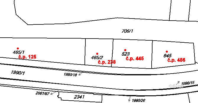 Náchod 238 na parcele st. 465/2 v KÚ Náchod, Katastrální mapa