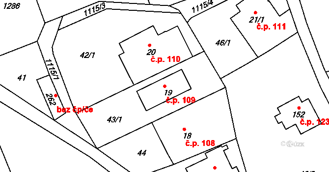 Arnoltice 109 na parcele st. 19 v KÚ Arnoltice, Katastrální mapa