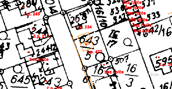 Hrochův Týnec 437 na parcele st. 708 v KÚ Hrochův Týnec, Katastrální mapa
