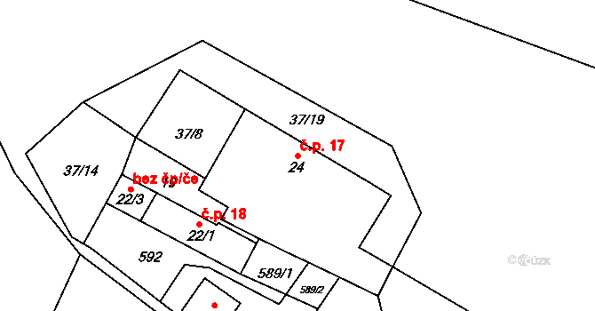 Blatenka 17, Blatná na parcele st. 24 v KÚ Blatenka, Katastrální mapa