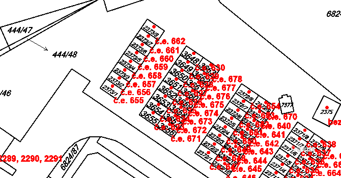 Žatec 626 na parcele st. 3652 v KÚ Žatec, Katastrální mapa