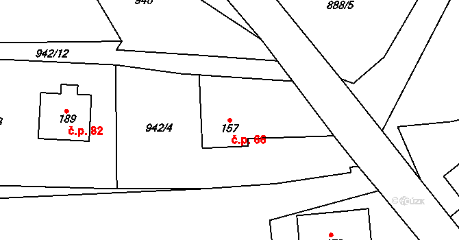 Dolní Březinka 66, Světlá nad Sázavou na parcele st. 157 v KÚ Dolní Březinka, Katastrální mapa