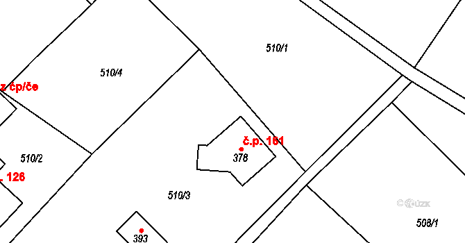 Souvrať 161, Mostek na parcele st. 378 v KÚ Souvrať, Katastrální mapa