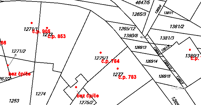 Velké Pavlovice 784 na parcele st. 1275/1 v KÚ Velké Pavlovice, Katastrální mapa