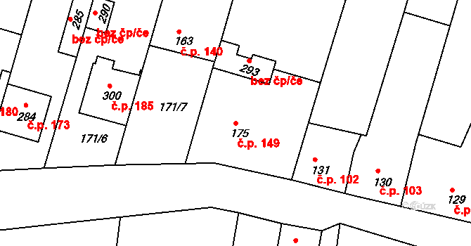 Žopy 149, Holešov na parcele st. 175 v KÚ Žopy, Katastrální mapa