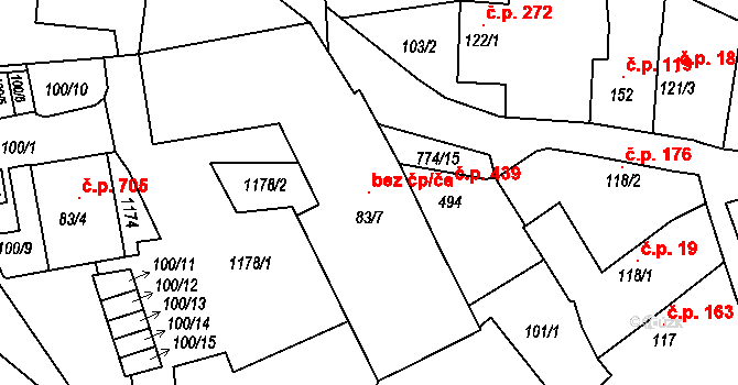 Chotěšov 104592818 na parcele st. 83/7 v KÚ Chotěšov, Katastrální mapa