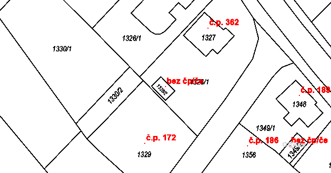 Zlín 106432818 na parcele st. 1328/2 v KÚ Štípa, Katastrální mapa