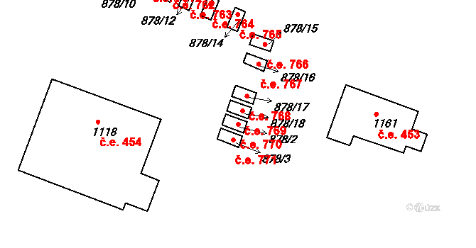 Štítary 770 na parcele st. 878/2 v KÚ Štítary na Moravě, Katastrální mapa