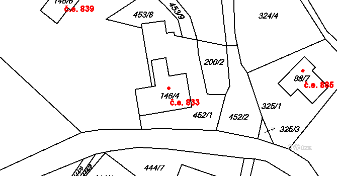 Josefův Důl 833 na parcele st. 146/4 v KÚ Josefův Důl u Jablonce nad Nisou, Katastrální mapa