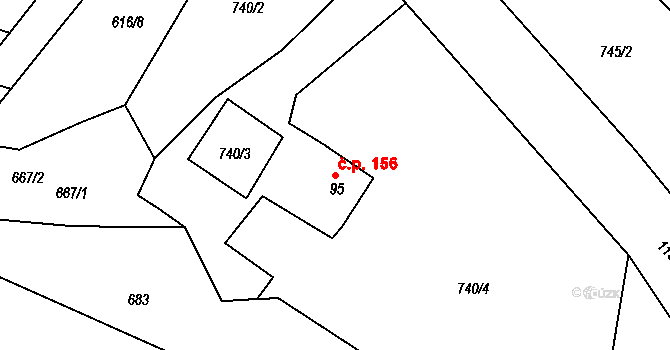 Ejpovice 156 na parcele st. 95 v KÚ Ejpovice, Katastrální mapa