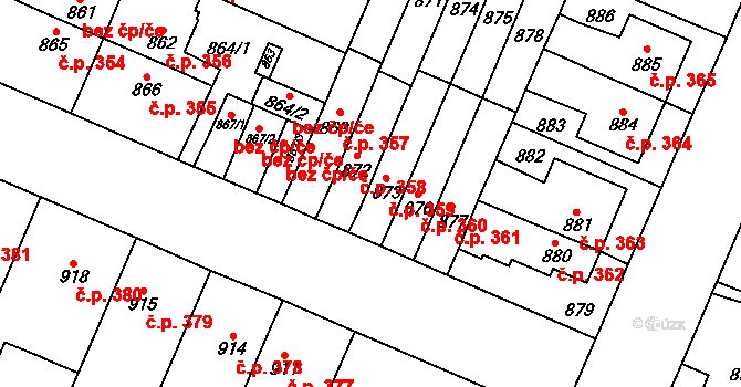 Zastávka 359 na parcele st. 873 v KÚ Zastávka, Katastrální mapa