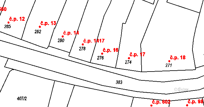 Ratíškovice 16 na parcele st. 276 v KÚ Ratíškovice, Katastrální mapa