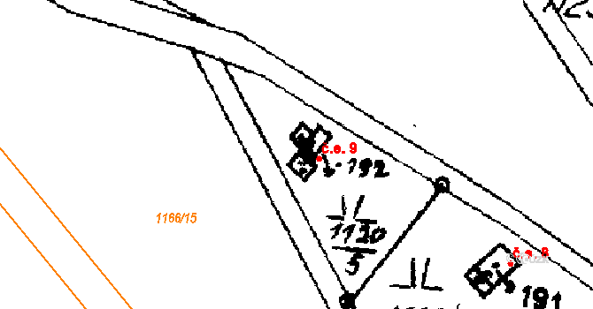 Horní Václavov 9, Václavov u Bruntálu na parcele st. 192 v KÚ Horní Václavov, Katastrální mapa