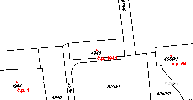 Kladno 1841 na parcele st. 4948 v KÚ Kladno, Katastrální mapa