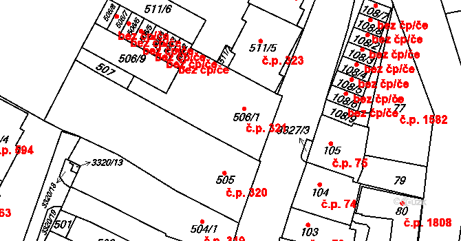 Mikulov 321 na parcele st. 506/1 v KÚ Mikulov na Moravě, Katastrální mapa