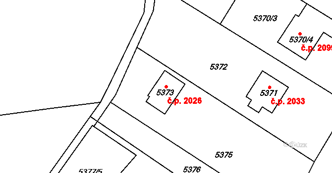 Šternberk 2026 na parcele st. 5373 v KÚ Šternberk, Katastrální mapa
